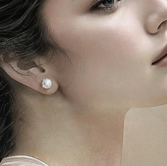 2cwt Moissanite Stud Earrings 18K White Gold Plated Silver VVSI D w Certificate. - Picture 6 of 14